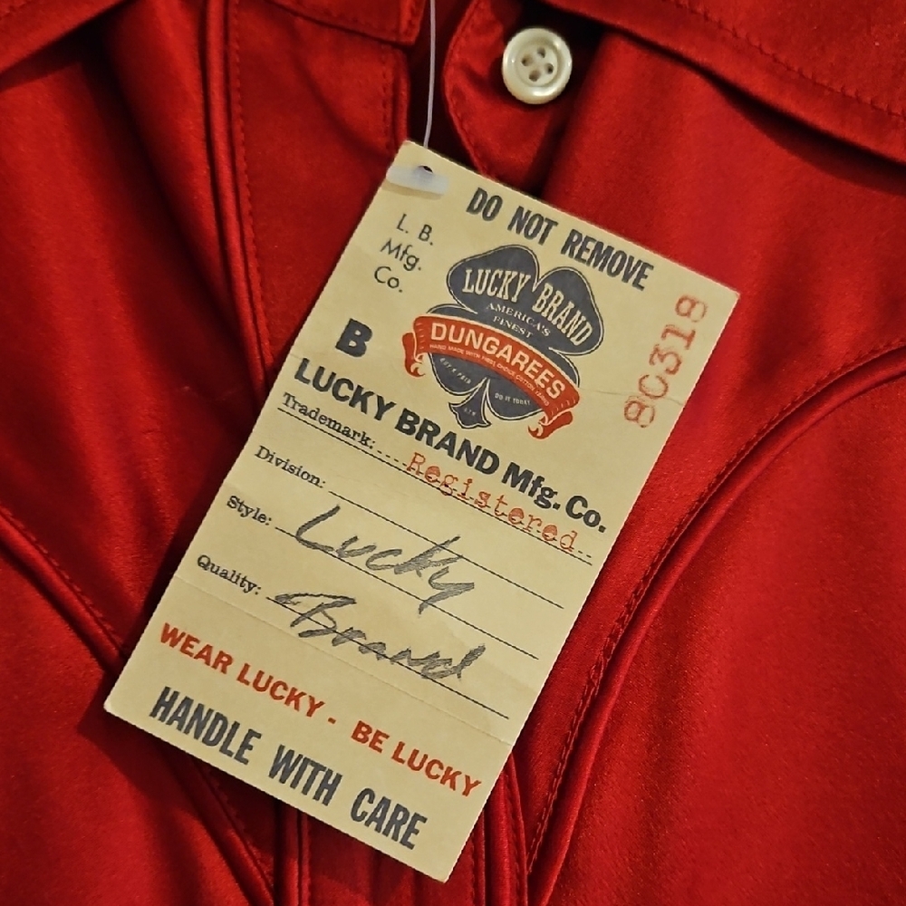 Lucky Brand Red Silk Button-Up Shirt - Picture 3 of 6